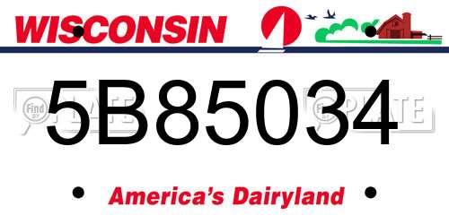 5B85034 Wisconsin License Plate
