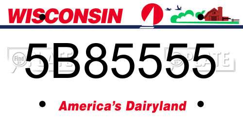 5B85555 Wisconsin License Plate