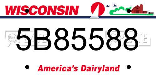 5B85588 Wisconsin License Plate