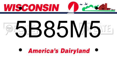 5B85M5 Wisconsin License Plate