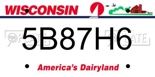 5B87H6 Wisconsin License Plate