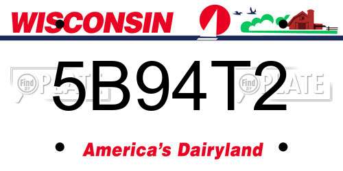 5B94T2 Wisconsin License Plate