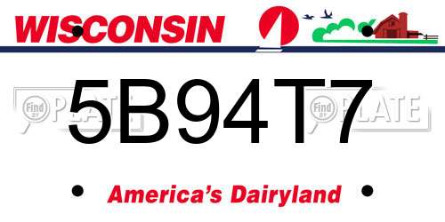 5B94T7 Wisconsin License Plate