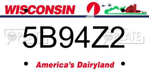5B94Z2 Wisconsin License Plate