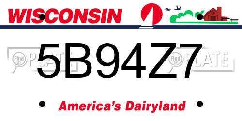 5B94Z7 Wisconsin License Plate