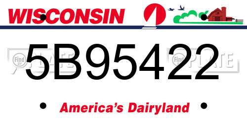 5B95422 Wisconsin License Plate