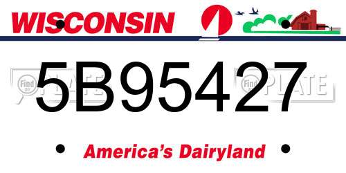 5B95427 Wisconsin License Plate