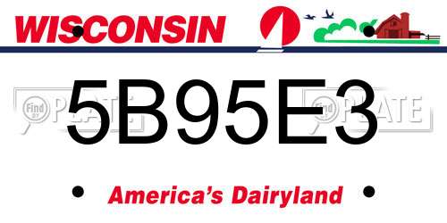 5B95E3 Wisconsin License Plate