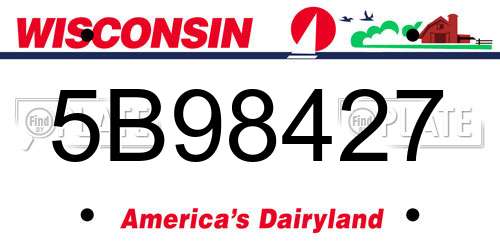 5B98427 Wisconsin License Plate
