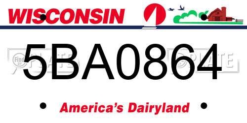 5BA0864 Wisconsin License Plate