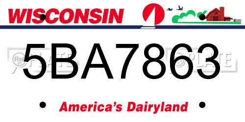 5BA7863 Wisconsin License Plate