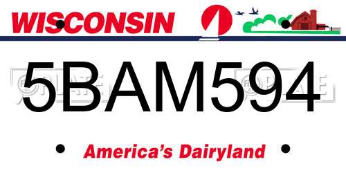 5BAM594 Wisconsin License Plate