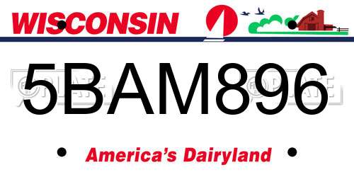 5BAM896 Wisconsin License Plate