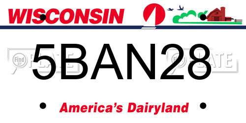 5BAN28 Wisconsin License Plate