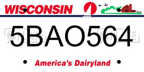 5BAO564 Wisconsin License Plate