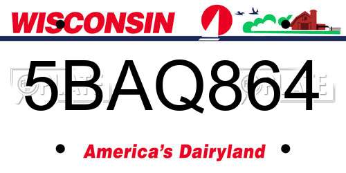 5BAQ864 Wisconsin License Plate