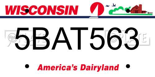 5BAT563 Wisconsin License Plate