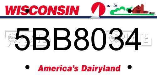 5BB8034 Wisconsin License Plate