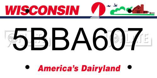 5BBA607 Wisconsin License Plate
