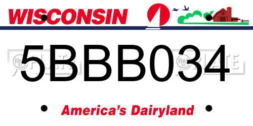 5BBB034 Wisconsin License Plate