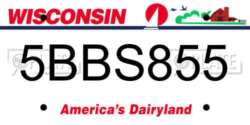 5BBS855 Wisconsin License Plate