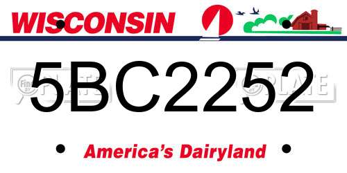 5BC2252 Wisconsin License Plate
