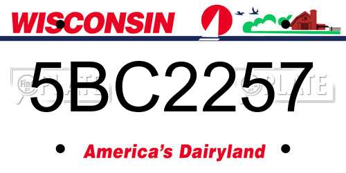 5BC2257 Wisconsin License Plate