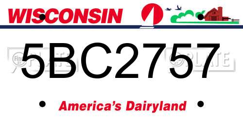 5BC2757 Wisconsin License Plate