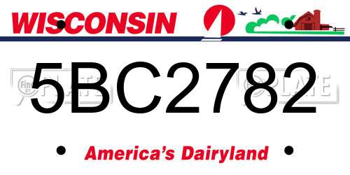 5BC2782 Wisconsin License Plate