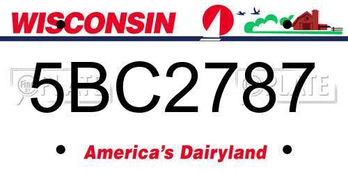 5BC2787 Wisconsin License Plate