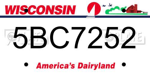 5BC7252 Wisconsin License Plate