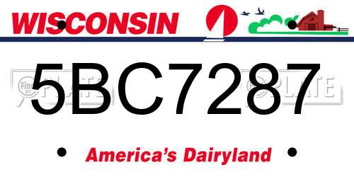 5BC7287 Wisconsin License Plate