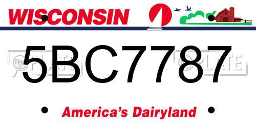 5BC7787 Wisconsin License Plate