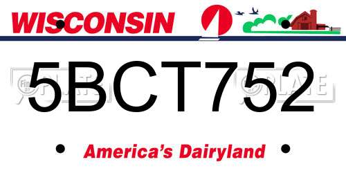 5BCT752 Wisconsin License Plate