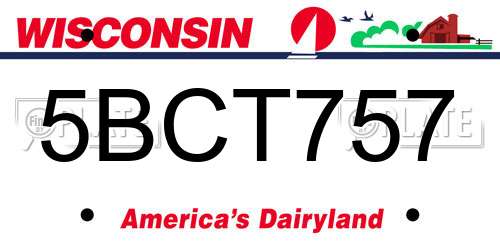 5BCT757 Wisconsin License Plate