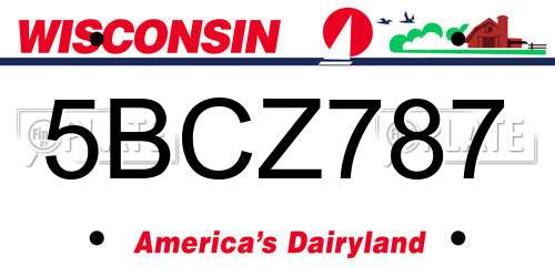 5BCZ787 Wisconsin License Plate