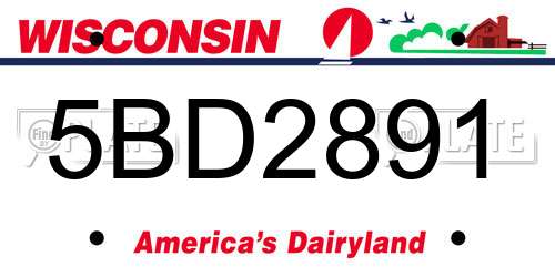 5BD2891 Wisconsin License Plate