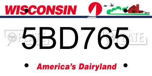 5BD765 Wisconsin License Plate