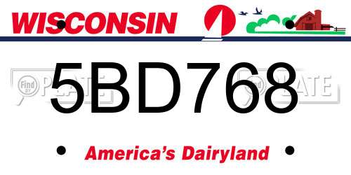 5BD768 Wisconsin License Plate
