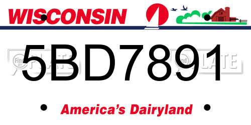 5BD7891 Wisconsin License Plate