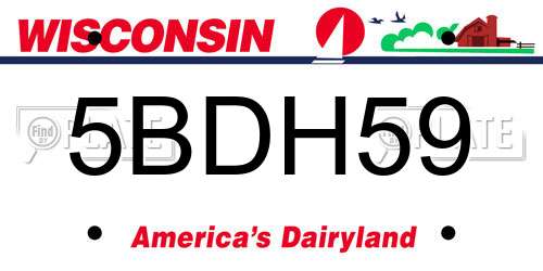 5BDH59 Wisconsin License Plate