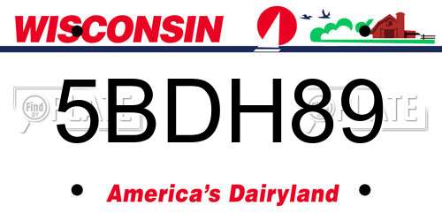 5BDH89 Wisconsin License Plate