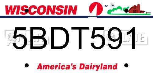 5BDT591 Wisconsin License Plate