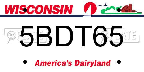 5BDT65 Wisconsin License Plate