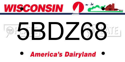 5BDZ68 Wisconsin License Plate