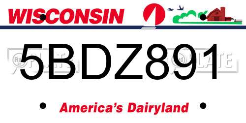 5BDZ891 Wisconsin License Plate