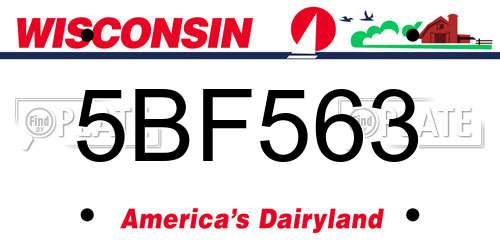 5BF563 Wisconsin License Plate