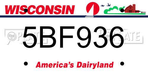 5BF936 Wisconsin License Plate