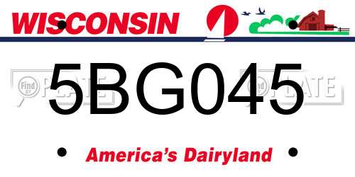 5BG045 Wisconsin License Plate