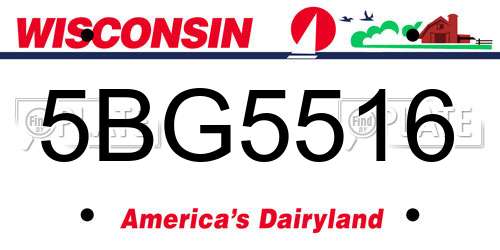 5BG5516 Wisconsin License Plate